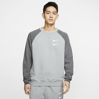 Hanorace Nike Sportswear Swoosh French Terry Crew Barbati Gri Albi | PSHD-93765